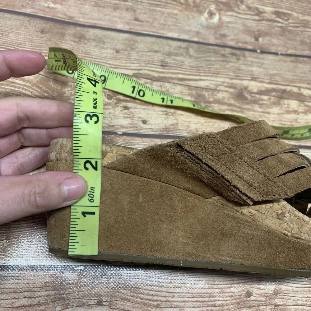 UGG‎ AUSTRALIA Women’s 7 Lilah Chestnut Brown Suede Wedge Slide Sandals 1019976